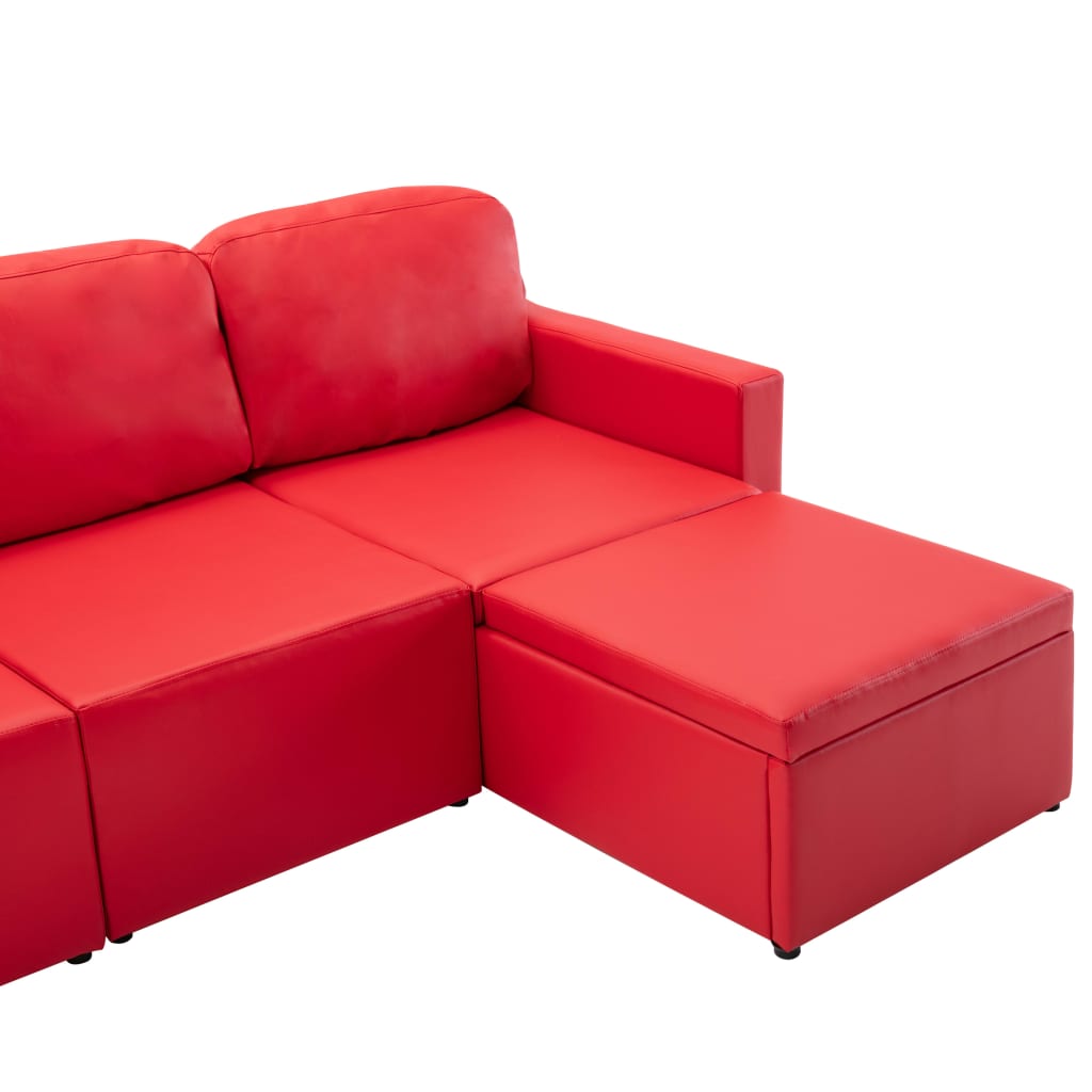 Divano Letto Modulare a 3 Posti Rosso in Similpelle cod mxl 24806