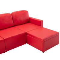 Divano Letto Modulare a 3 Posti Rosso in Similpelle cod mxl 24806