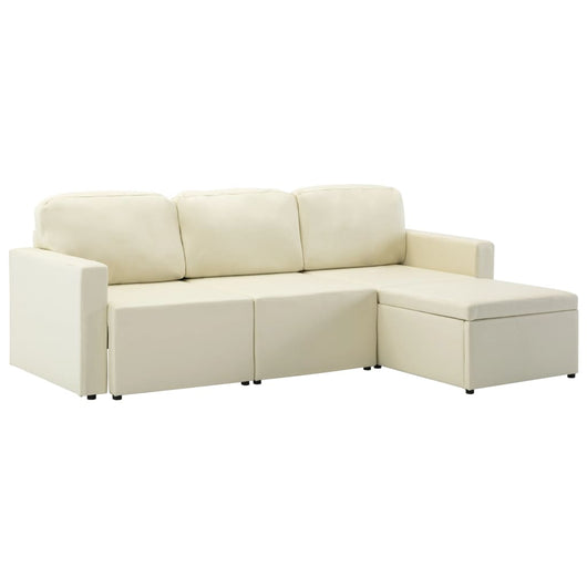 Divano Letto Modulare a 3 Posti Crema in Similpelle 288799