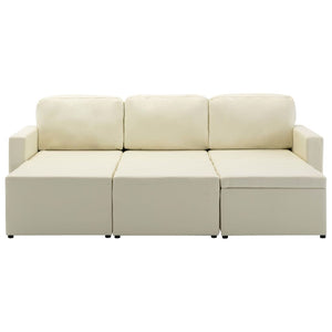 Divano Letto Modulare a 3 Posti Crema in Similpelle 288799
