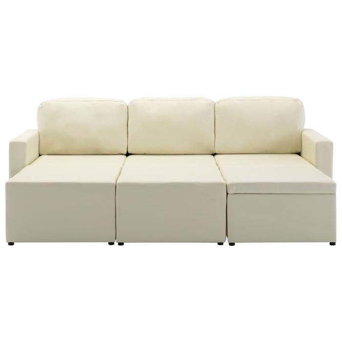 Divano Letto Modulare a 3 Posti Crema in Similpelle 288799