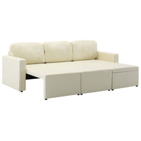 Divano Letto Modulare a 3 Posti Crema in Similpelle 288799