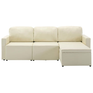 Divano Letto Modulare a 3 Posti Crema in Similpelle 288799
