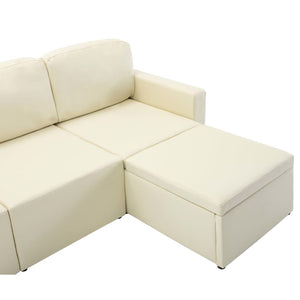Divano Letto Modulare a 3 Posti Crema in Similpelle 288799