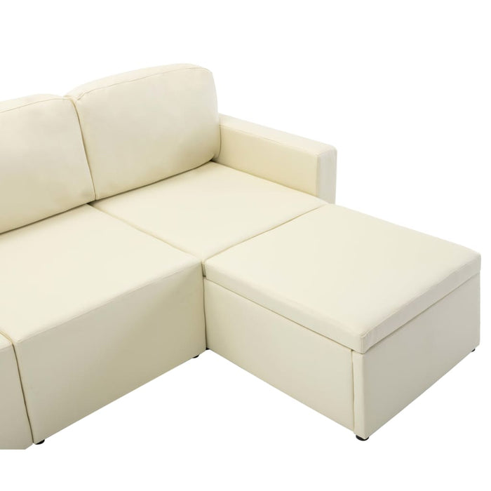 Divano Letto Modulare a 3 Posti Crema in Similpelle 288799
