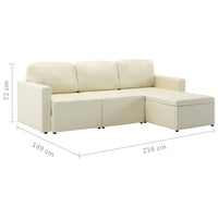 Divano Letto Modulare a 3 Posti Crema in Similpelle 288799