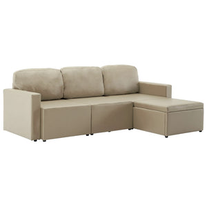 vidaXL Divano Letto Modulare a 3 Posti Cappuccino in Similpelle