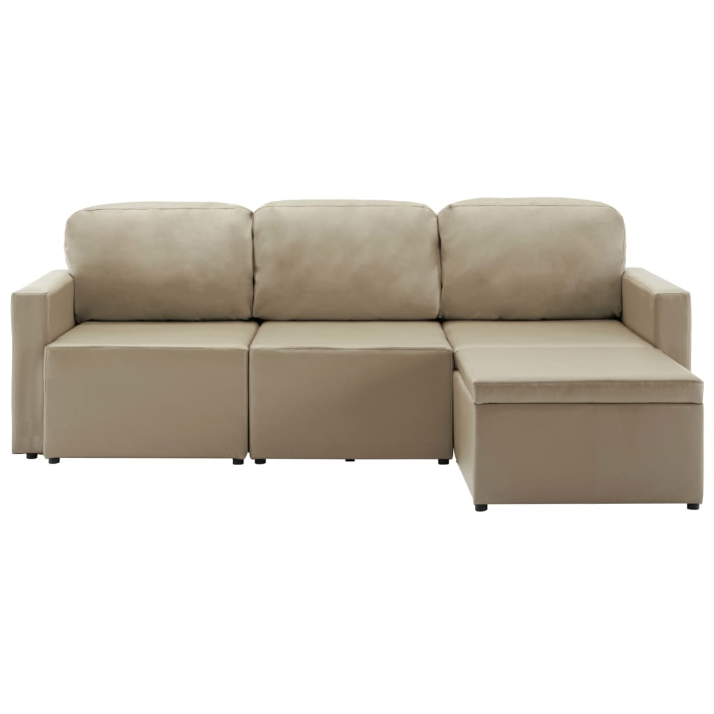 vidaXL Divano Letto Modulare a 3 Posti Cappuccino in Similpelle