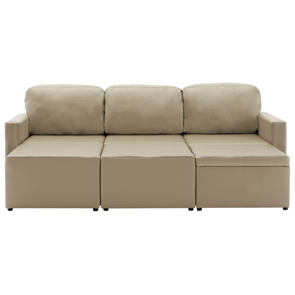vidaXL Divano Letto Modulare a 3 Posti Cappuccino in Similpelle