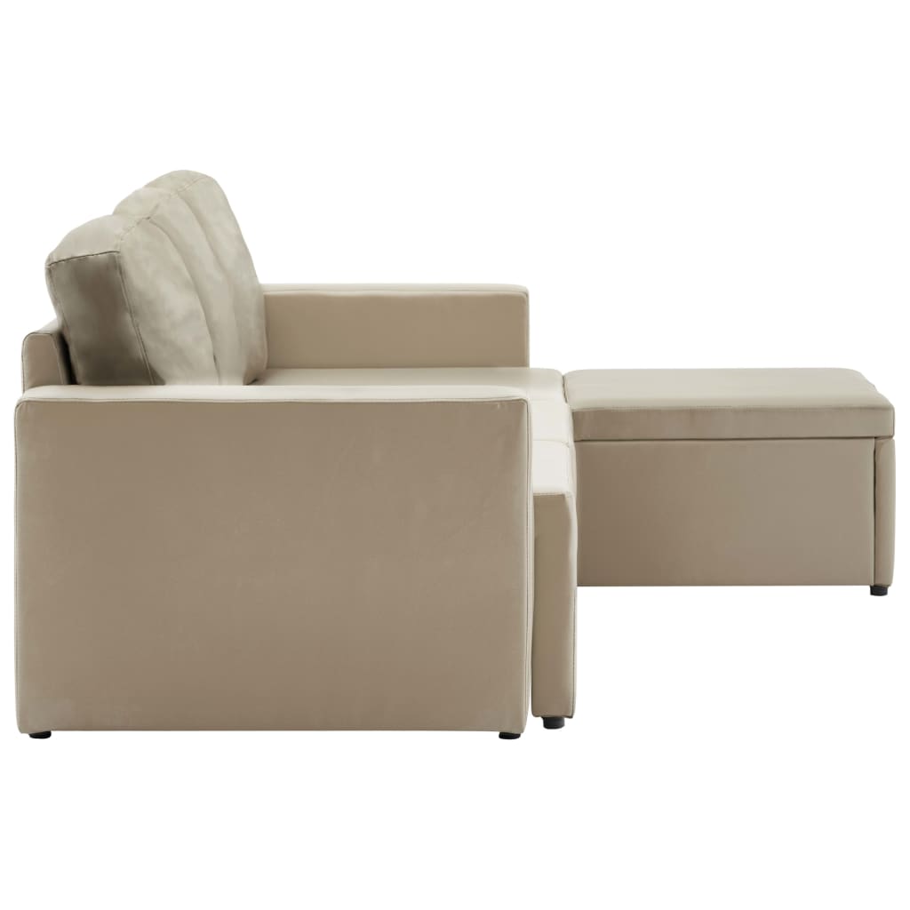 vidaXL Divano Letto Modulare a 3 Posti Cappuccino in Similpelle