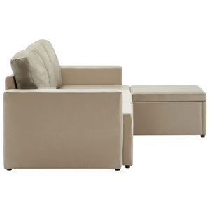 vidaXL Divano Letto Modulare a 3 Posti Cappuccino in Similpelle