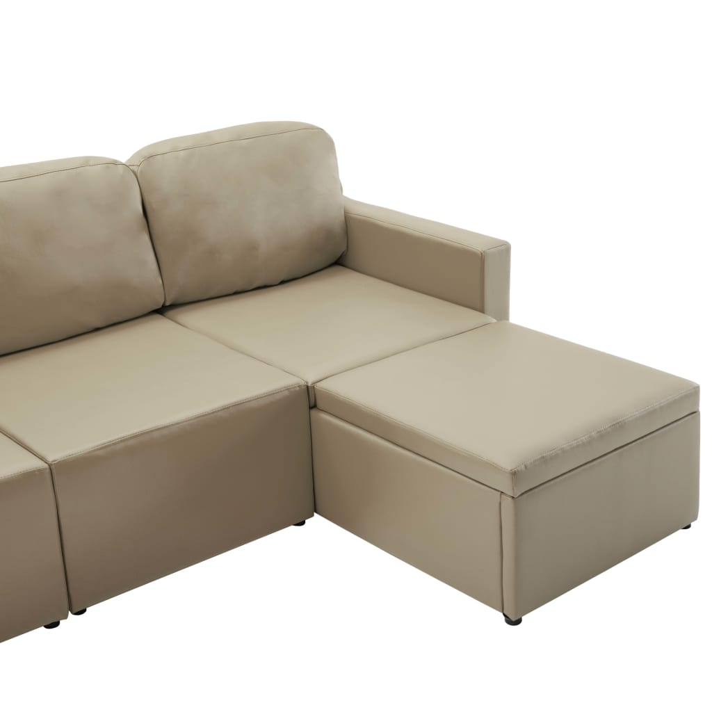 vidaXL Divano Letto Modulare a 3 Posti Cappuccino in Similpelle