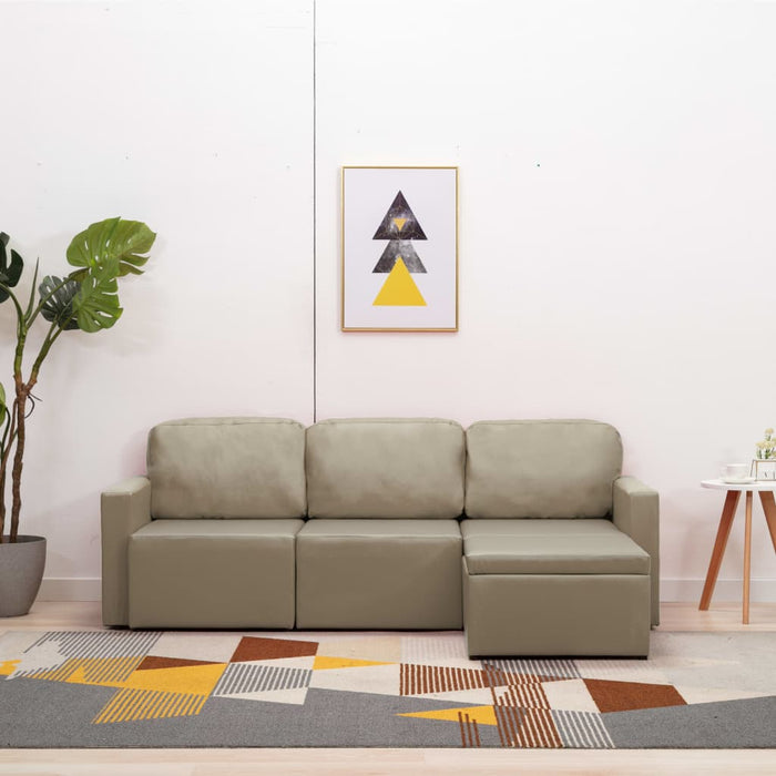 vidaXL Divano Letto Modulare a 3 Posti Cappuccino in Similpelle
