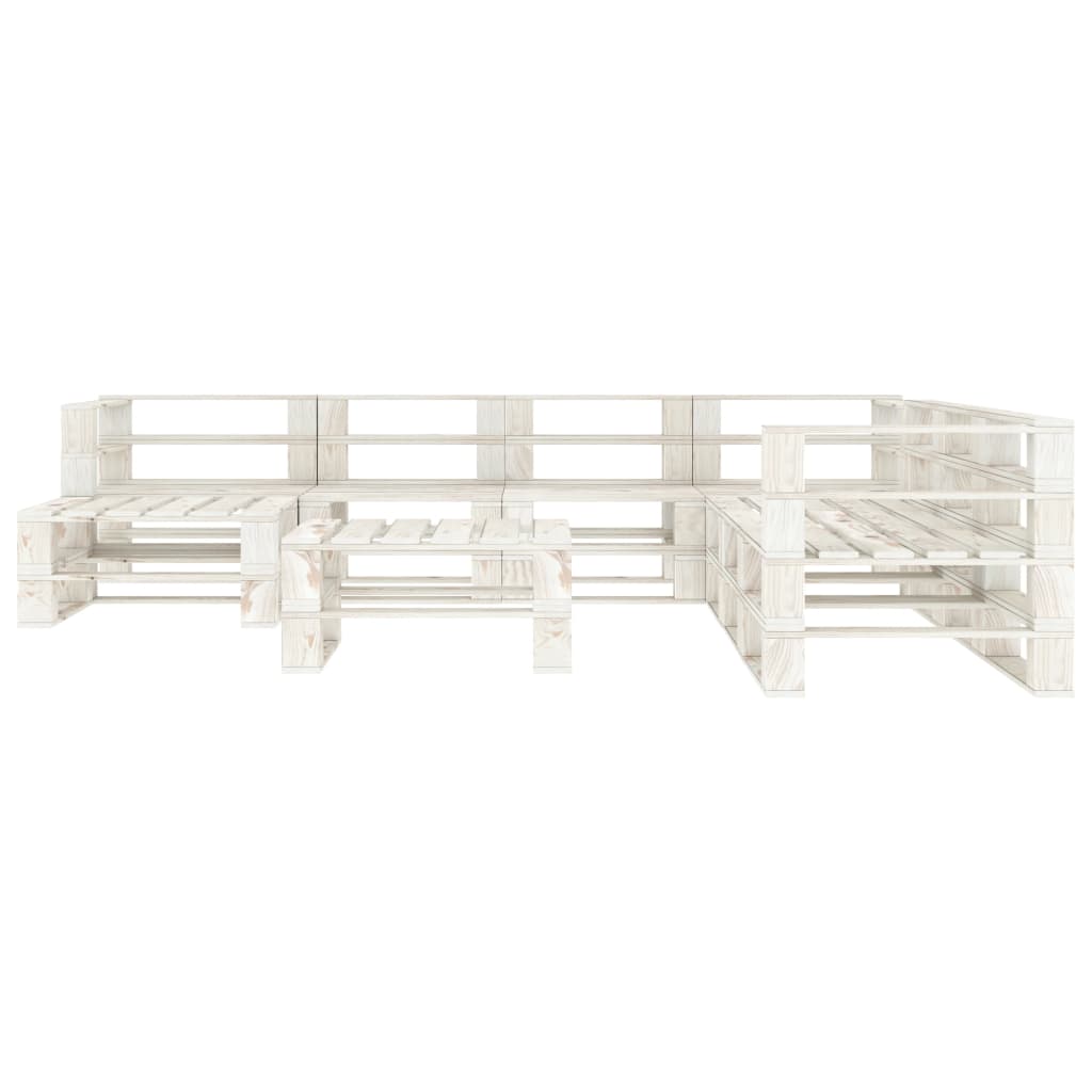 Set Salotto da Giardino 9 pz su Pallet in Legno Bianco 3052172