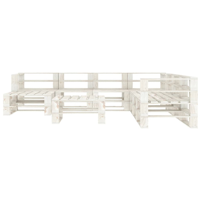 Set Salotto da Giardino 9 pz su Pallet in Legno Bianco 3052172