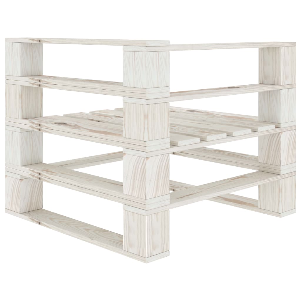 Set Salotto da Giardino 9 pz su Pallet in Legno Bianco 3052172