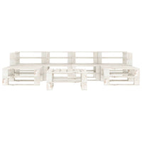 Set Salotto da Giardino 7 pz Pallet in Legno Bianco 3052175