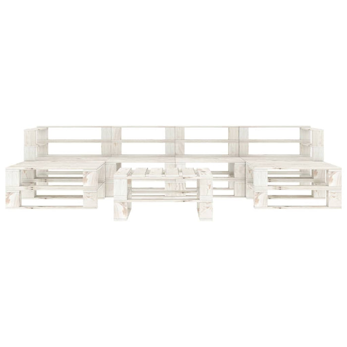 Set Salotto da Giardino 7 pz Pallet in Legno Bianco 3052175