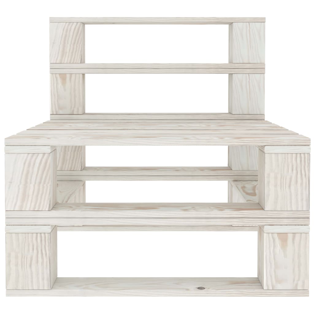 Set Salotto da Giardino 7 pz Pallet in Legno Bianco 3052175