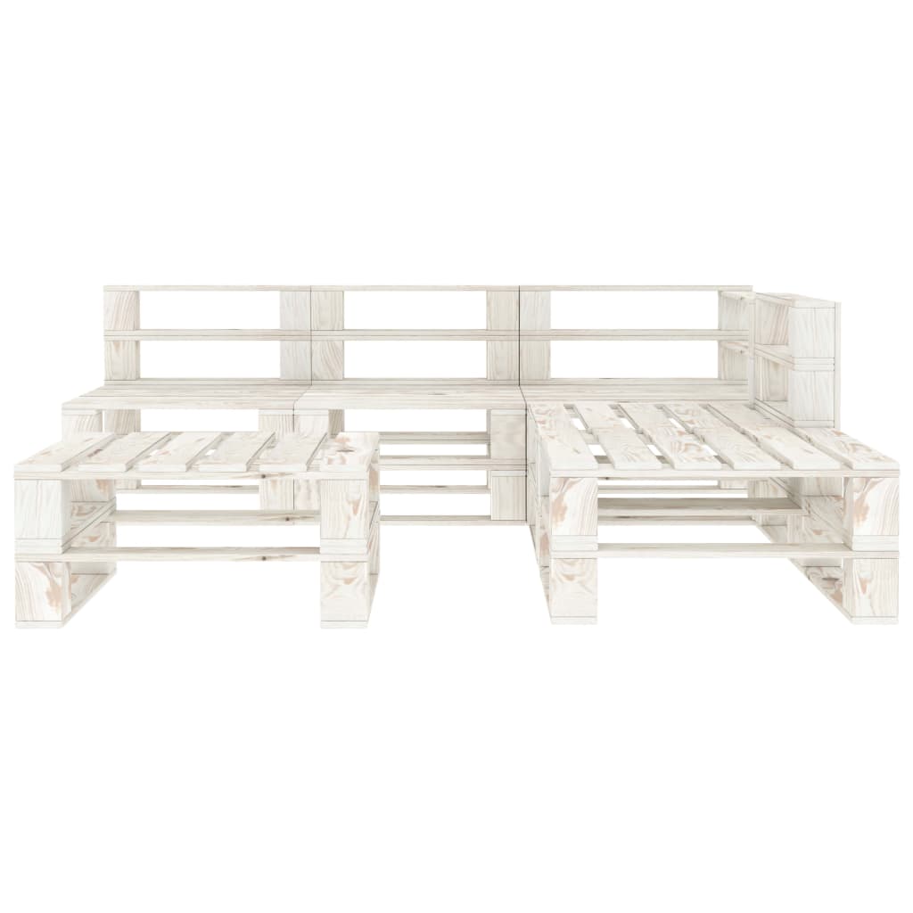 Set Salotto da Giardino 6 pz Pallet in Legno Bianco 3052177
