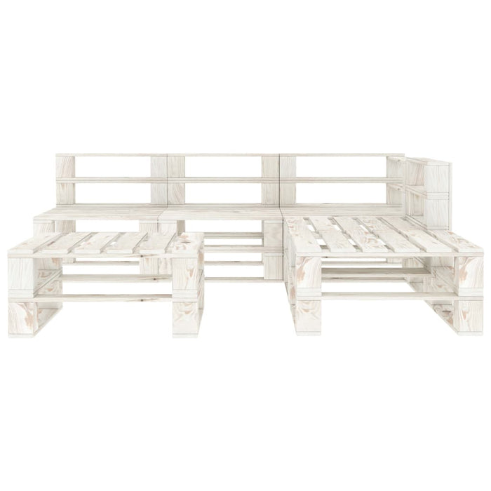 Set Salotto da Giardino 6 pz Pallet in Legno Bianco 3052177