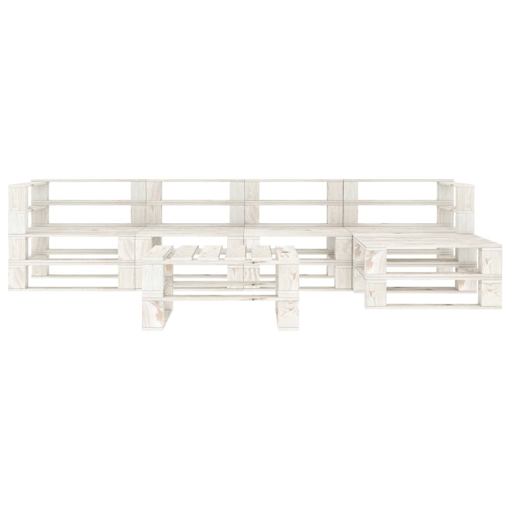 Set Salotto da Giardino 6 pz Pallet in Legno Bianco 3052178