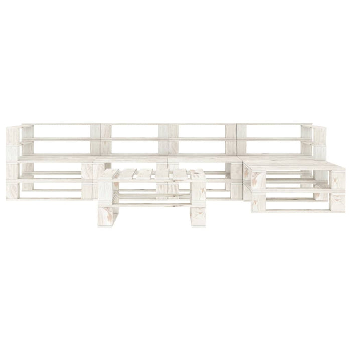 Set Salotto da Giardino 6 pz Pallet in Legno Bianco 3052178