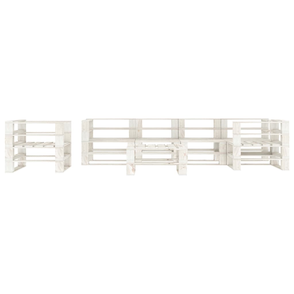 Set Salotto da Giardino 7 pz Pallet in Legno Bianco 3052183