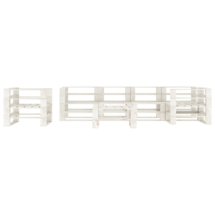 Set Salotto da Giardino 7 pz Pallet in Legno Bianco 3052183