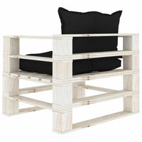 Poltrona da Giardino Pallet con Cuscini Neri in Legno 3052348
