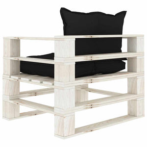 Poltrona da Giardino Pallet con Cuscini Neri in Legno 3052348