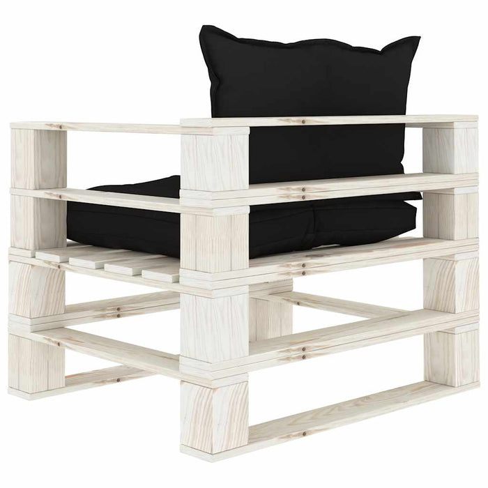 Poltrona da Giardino Pallet con Cuscini Neri in Legno 3052348