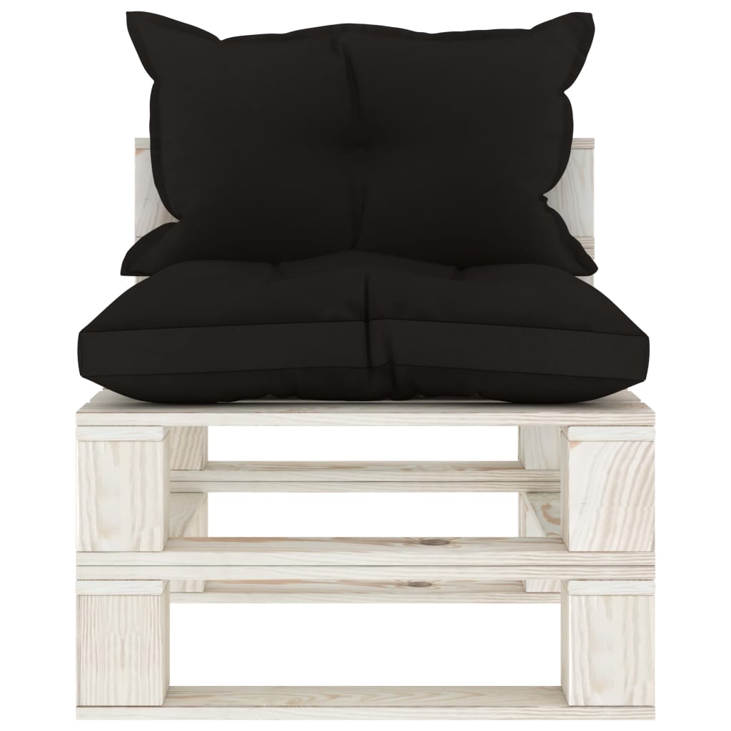 Divano Centrale da Giardino in Pallet con Cuscini Nero in Legno cod mxl 72103