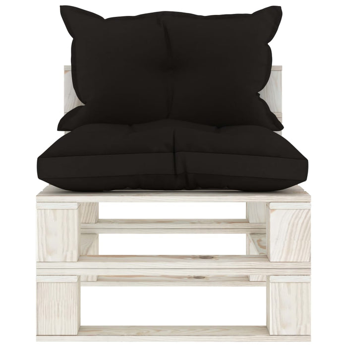 Divano Centrale da Giardino in Pallet con Cuscini Nero in Legno cod mxl 72103