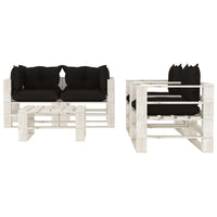 Set Salotto da Giardino su Pallet 5pz con Cuscini Neri in Legno 3052368