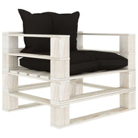 Set Salotto da Giardino su Pallet 5pz con Cuscini Neri in Legno 3052368
