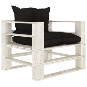 Set Salotto da Giardino su Pallet 5pz con Cuscini Neri in Legno 3052368
