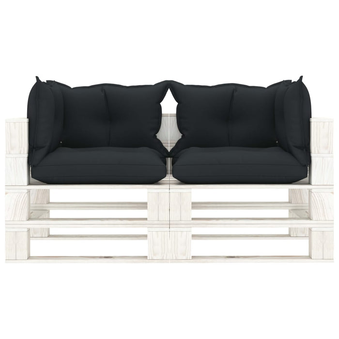 Divano da Giardino a Pallet 2 Posti Cuscini Antracite in Legno cod mxl 72923