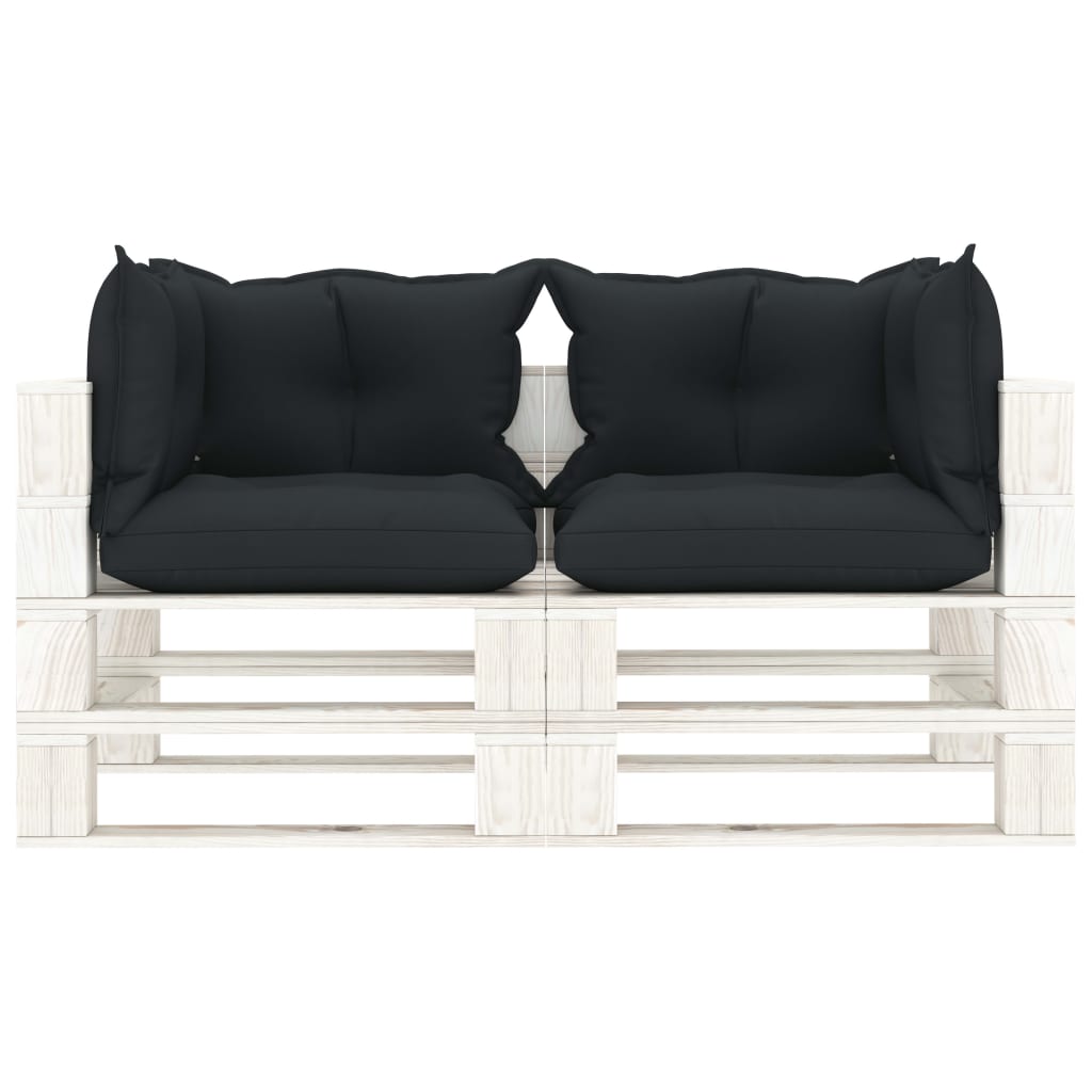 Divano da Giardino Pallet a 2 Posti con Cuscini Antracite Legno 3052376