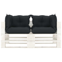 Divano da Giardino Pallet a 2 Posti con Cuscini Antracite Legno 3052376