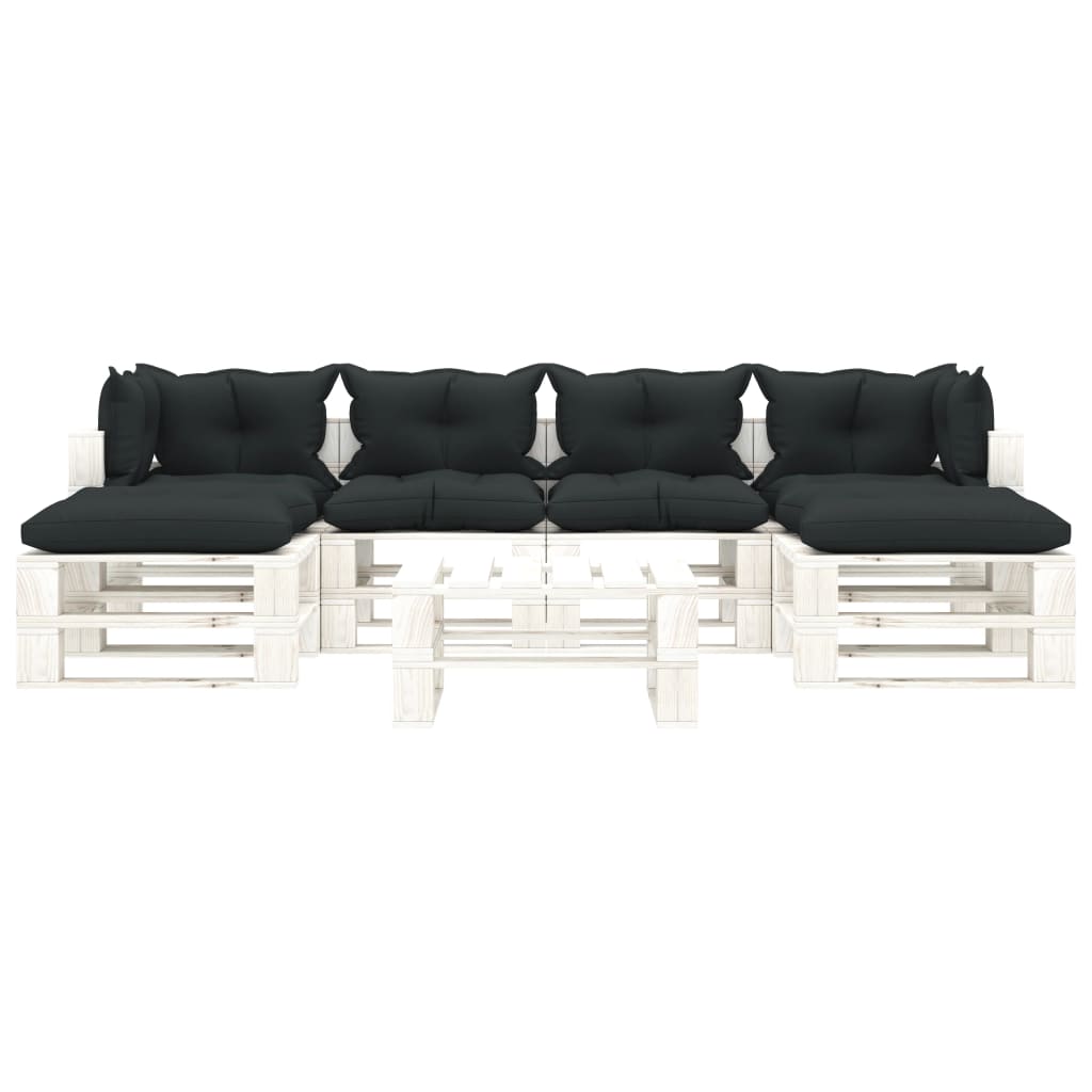 Set Divani da Giardino su Pallet 7pz Cuscini Antracite in Legno cod mxl 74310