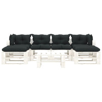Set Divani da Giardino su Pallet 7pz Cuscini Antracite in Legno cod mxl 74310