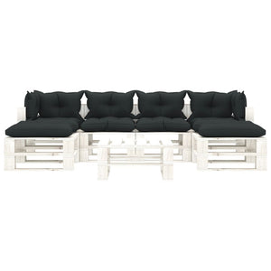 Set Divani da Giardino su Pallet 7pz Cuscini Antracite in Legno cod mxl 74310