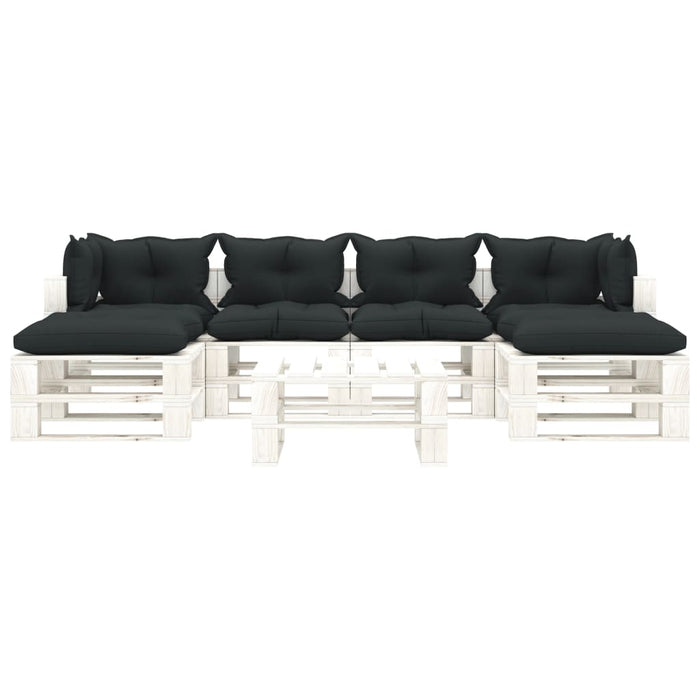 Set Divani da Giardino su Pallet 7pz Cuscini Antracite in Legno cod mxl 74310