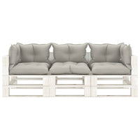 Divano da Giardino Pallet 3 Posti con Cuscini Tortora in Legno 3052401