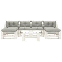 Set Salotto da Giardino Pallet 7 pz con Cuscini Tortora Legno 3052411