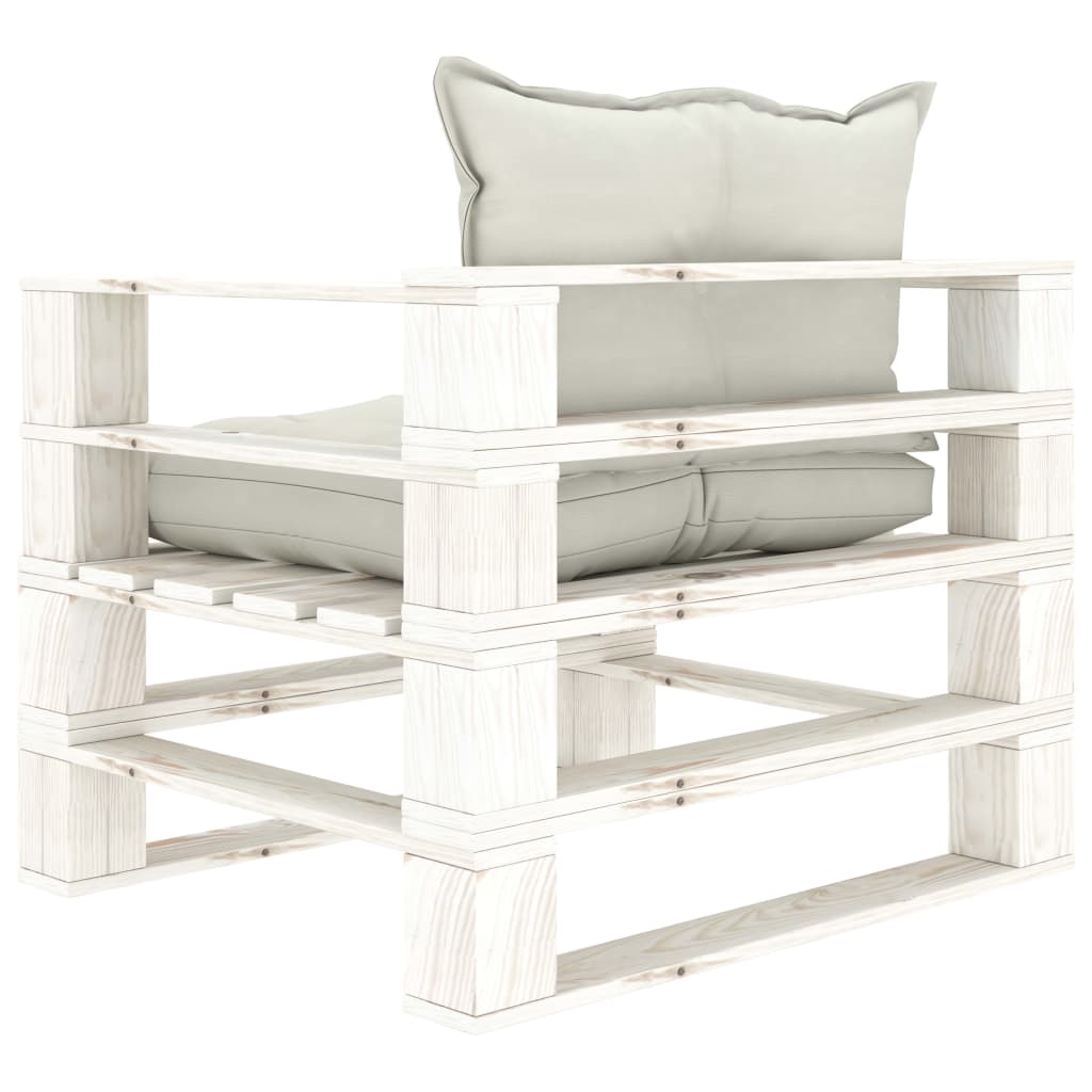 Poltrona da Giardino Pallet con Cuscini Beige in Legno 3052420