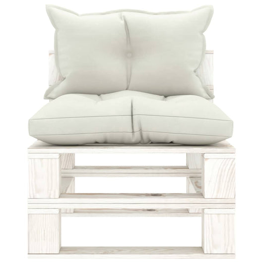 Poltrona Centrale da Giardino Pallet con Cuscini Beige in Legno 3052422
