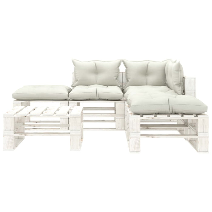 Set Divani da Giardino Pallet 6 pz con Cuscini Beige in Legno 3052427