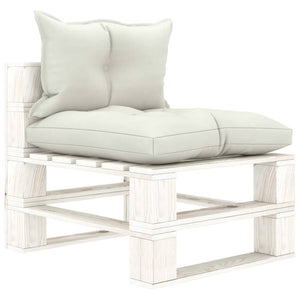 Set Salotto da Giardino Pallet 4 pz con Cuscini Beige in Legno 3052433